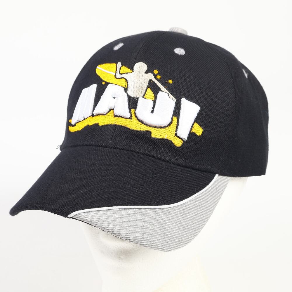 NEW Chelona Brand Maui Embroidered Surf Logo H&L Strapback Hat Black Yellow